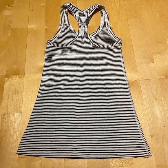 Lululemon Women's Cool Racerback II Hyper Stripe White Black Luon Light - Picture 4 of 5